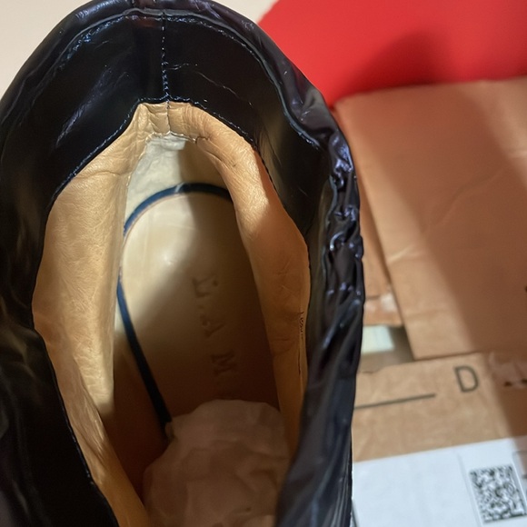 Lamb Navy Blue Suede Ankle Boots-7 1/2 M-“Puffy”-1” Platform w/5” heel - Picture 7 of 8